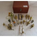 Collection of brass and steel plumb bobs