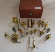 Collection of brass and steel plumb bobs