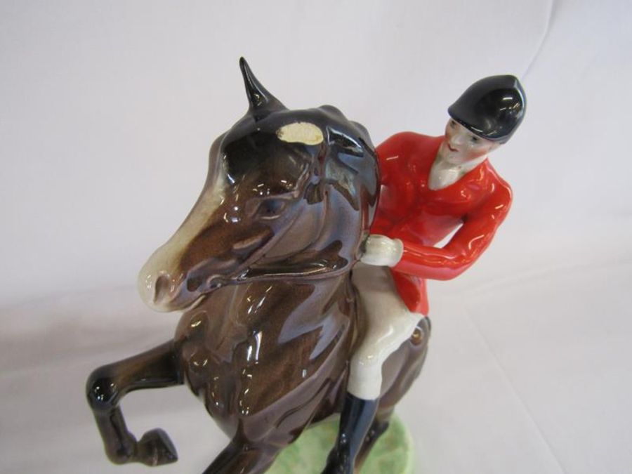 Beswick large fox approx. 24cm, huntsman on rearing horse 868 (damage to ear) and sleeping fox, - Image 5 of 12