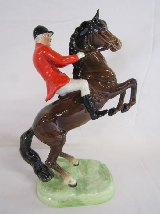 Beswick large fox approx. 24cm, huntsman on rearing horse 868 (damage to ear) and sleeping fox, - Image 6 of 12