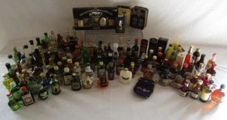Collection of alcoholic miniatures includes Ballantines, Bols, Ramboise, Jack Daniels, Honeymoon