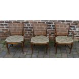 3 early 20th century chairs with cane seats & backs