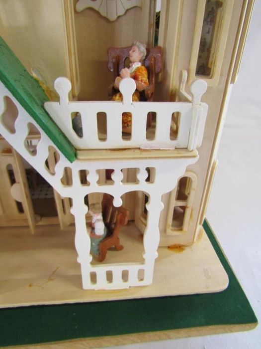 Small furnished dolls house on turning base (removable) - approx. 52cm x 38cm - Image 14 of 15