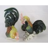 Karl Ens cockerel figurines marked 750 to base slight damage to the beak and crown of one and to the