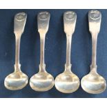 Set of 4 silver salt spoons, Newcastle possibly 1837, maker Peter Lambert, 1.33ozt