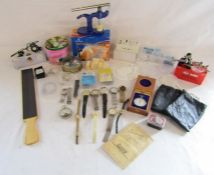 Collection of watches, parts, tools, includes watch back press set, eye glasses with light,