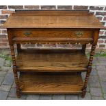 Early 20th century oak buffet, back board and handle require reattaching W92cm x D41cm