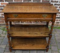 Early 20th century oak buffet, back board and handle require reattaching W92cm x D41cm