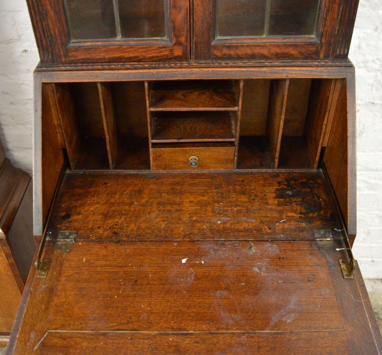 1930's bureau display bookcase Ht 160cm W 161cm D 41cm - Image 2 of 2