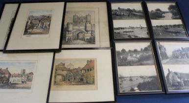 Framed sets of black & white photographic prints depicting early 20th century views of Maldon,