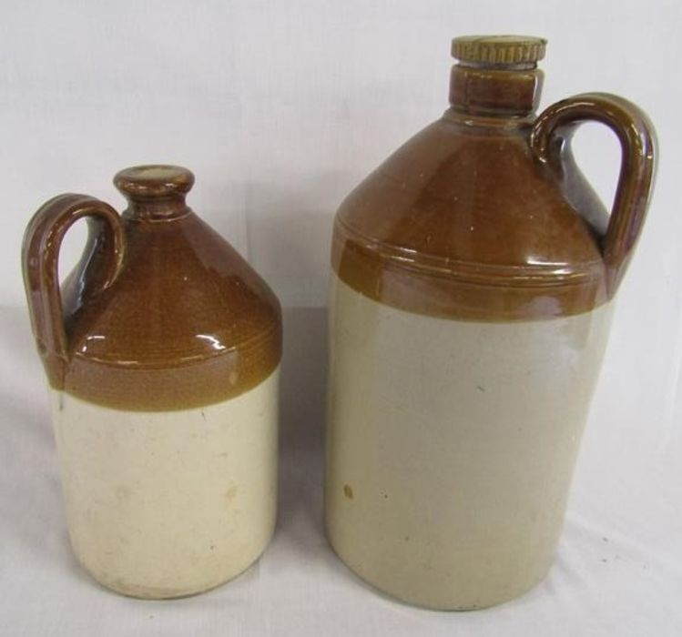 2 Stoneware flagons  - military large with screw top and stamp broad arrow 1944 approx. 43cm and - Image 2 of 8