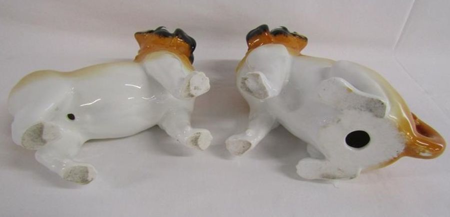 2 Staffordshire style black faced pug dogs and 2 small fireside spaniels approx. 24cm tall - Image 4 of 5