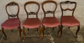 Pair & 2 single Victorian balloon back chairs on cabriole legs