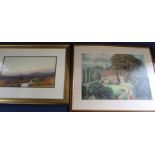 Framed watercolour depicting Dartmoor, signed & inscribed Ben Graham 70cm x 53.5cm & large framed