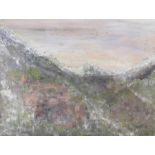 Oil painting of mountain scene signed V.Gilmore - approx. 60cm x 50.5cm