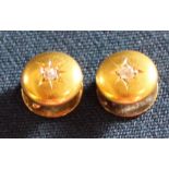 Pair of tested as gold dress studs set with diamonds 2.5g