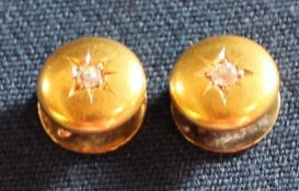 Pair of tested as gold dress studs set with diamonds 2.5g