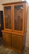 1970's teak display cabinet in 2 sections (missing shelves) Ht 183cm W 94cm D 49cm