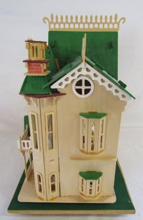 Small furnished dolls house on turning base (removable) - approx. 52cm x 38cm - Image 15 of 15