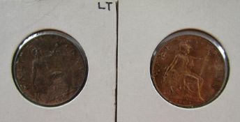 Edward VII 1902 LOW TIDE half penny with much lustre and one other for comparison