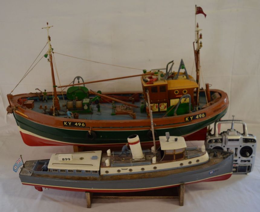 Hand built scale model of a fishing trawler KY496 'Bridlington' (believed to be remote control,
