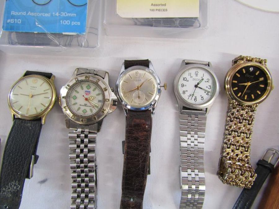 Collection of watches, parts, tools, includes watch back press set, eye glasses with light, - Image 5 of 10