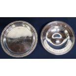 Silver Armada dish inscribed "With Best Wishes from S A G A" London 1973 & silver pin dish