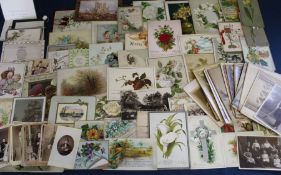 Selection of late Victorian Christmas cards, postcards & memorial cards and Victorian black &