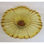 Orange wavy edged glass fruit bowl on fruit patterned base - approx. 40cm dia. 15cm tall