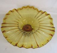 Orange wavy edged glass fruit bowl on fruit patterned base - approx. 40cm dia. 15cm tall