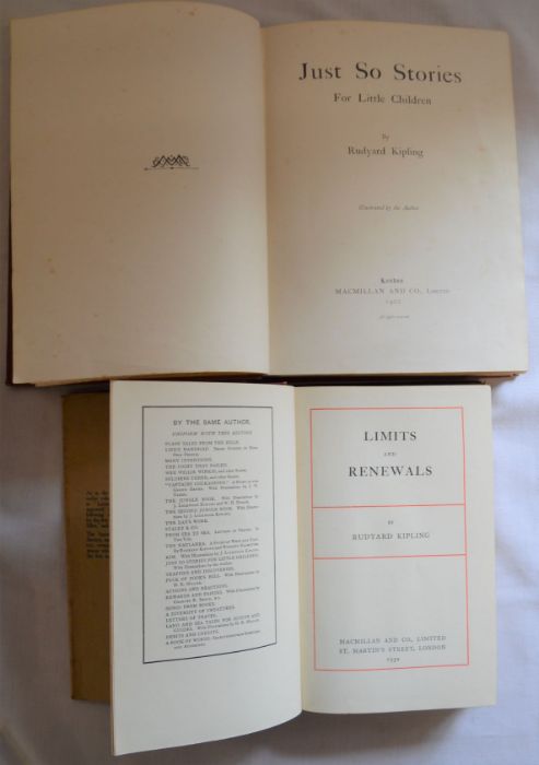 Rudyard Kipling Just So Stories (October 1902 reprint) & Limits and Renewals first edition 1932 both - Image 2 of 2