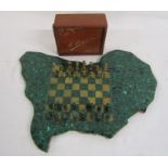 Brass and composite stone chess board - appears to be handmade in the shape of Australia