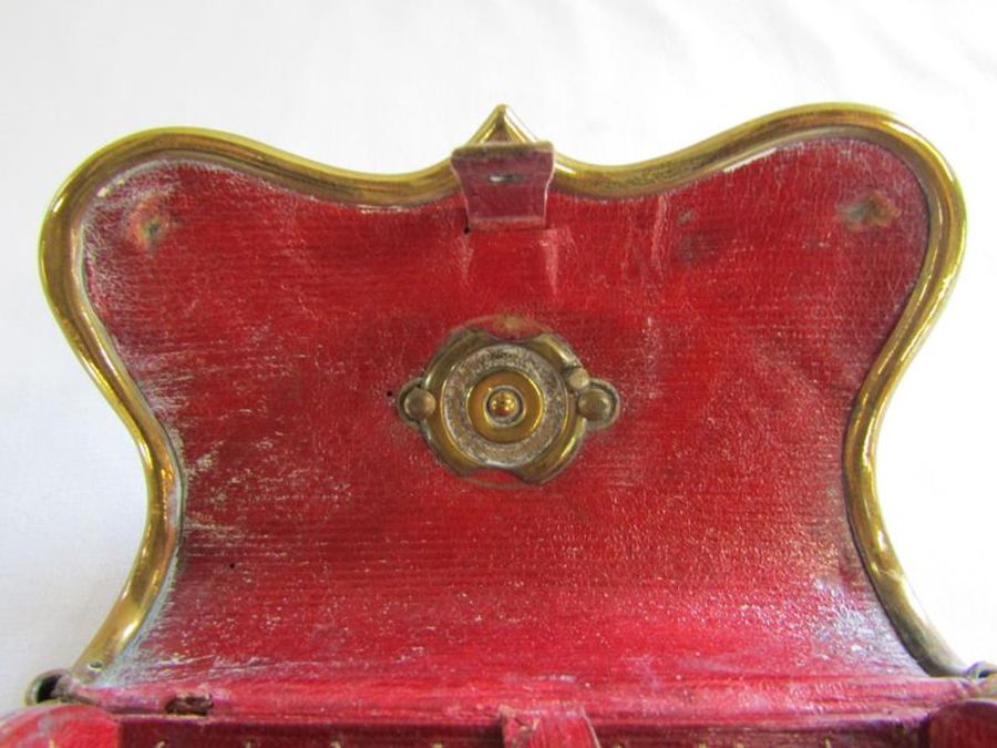 20th Century Austrian full dress pouch with red leather interior and decorated brass panels to the - Image 5 of 11