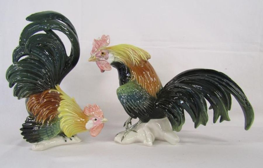 Karl Ens cockerel figurines marked 750 to base slight damage to the beak and crown of one and to the - Image 4 of 8