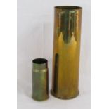 WWI 1915 C.F 18PR2 large brass shell approx. 29.5cm tall and Weiss Budapest 1908 brass shell