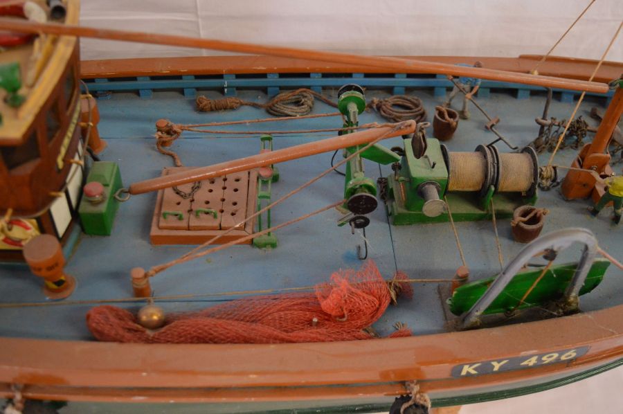 Hand built scale model of a fishing trawler KY496 'Bridlington' (believed to be remote control, - Image 4 of 5