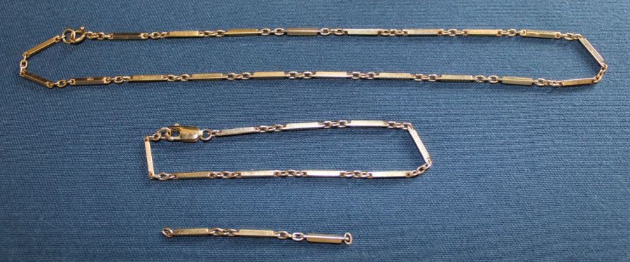 9ct gold necklace, matching bracelet & 3 spare links 14.83g - Image 2 of 2