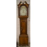 Late Georgian 8 day longcase clock by William Giscard of Downham in a mixed wood inlaid case with