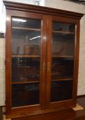Victorian mahogany display bookcase, D34cm x H131cm x W106cm