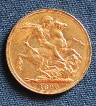 Victorian gold full sovereign 1890