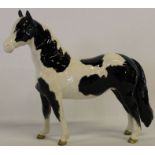 Beswick black and white pinto pony
