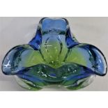 Blue and green Murano style glass bowl