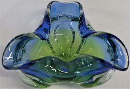 Blue and green Murano style glass bowl