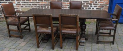 Extending draw leaf refectory table and 6 chairs in Cromwellian style