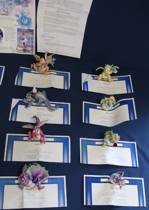 18 Franklin Mint 'Moody Dragon' figures - all with boxes and certificates - includes one with damage - Image 4 of 7