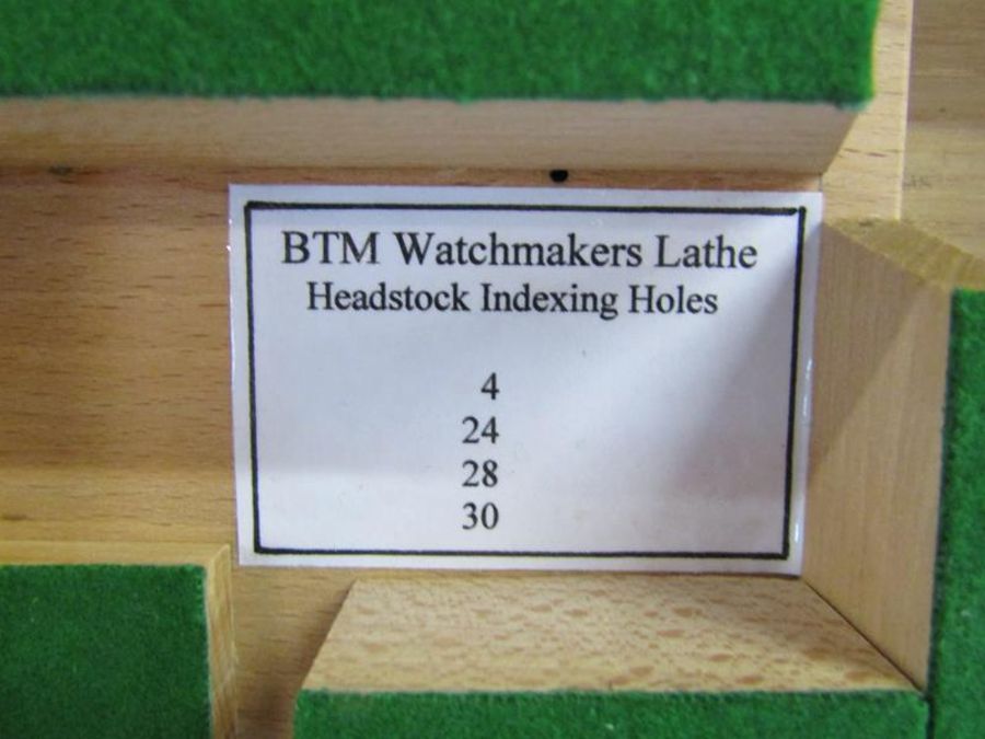 BTM Watchmakers lathe with chucks and collets - box measurement approx. 35.5cm x 15cm x 14cm - total - Image 3 of 5