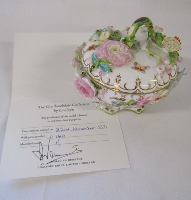 4 Coalbrookdale by Coalport limited edition floral encrusted lidded pots with certificates - some - Image 4 of 12