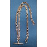 9ct rose gold fancy link Albert chain 29.08g (total length from clip to ring 47.8cm)
