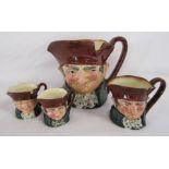 4 Royal Doulton 'Old Charley' character jugs D6046 and 5 & 3