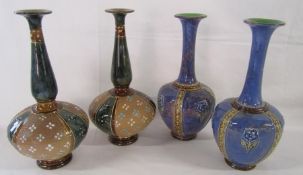 2 pairs of Royal Doulton stoneware bulbous vases with elongated necks & flared rims,  8331 green